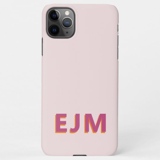 Blush Pink Modern Monogram Elegant iPhone Hoesje (Achterkant)