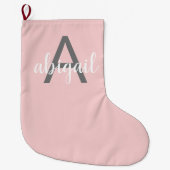 Blush Pink Modern Monogram Grote Kerstsok (Voorkant)