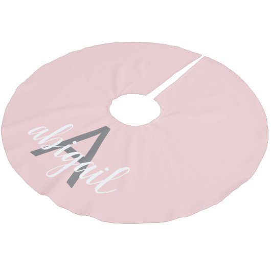Blush Pink Modern Monogram Kerstboom Rok (Gekanteld)