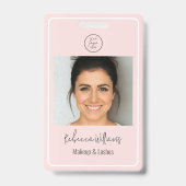 Blush Pink Modern Photo Logo Makeup Employee Badge (Voorzijde)