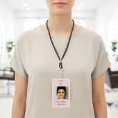 Blush Pink Modern Photo Logo Makeup Employee Badge