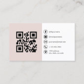 Blush Pink Modern Photo with QR Code Social Media Visitekaartje (Achterkant)