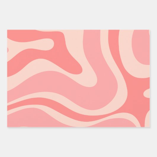 Blush Pink Modern Retro Liquid Swirl Abstract Inpakpapier Vel (Voorkant 2)