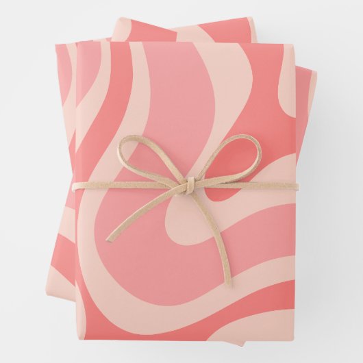 Blush Pink Modern Retro Liquid Swirl Abstract Inpakpapier Vel (In situ)
