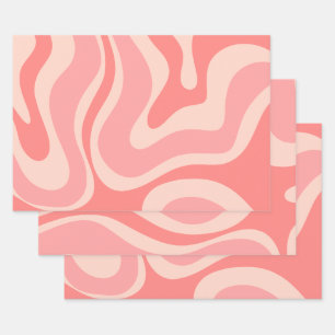 Blush Pink Modern Retro Liquid Swirl Abstract Inpakpapier Vel
