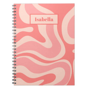 Blush Pink Modern Retro Liquid Swirl Abstract Notitieboek