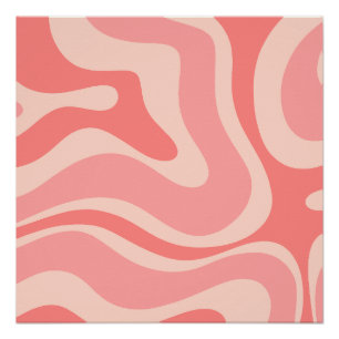 Blush Pink Modern Retro Liquid Swirl Abstract Perfect Poster