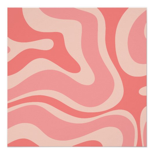 Blush Pink Modern Retro Liquid Swirl Abstract Perfect Poster (Voorkant)