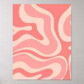 Blush Pink Modern Retro Liquid Swirl Abstract Poster (Voorkant)