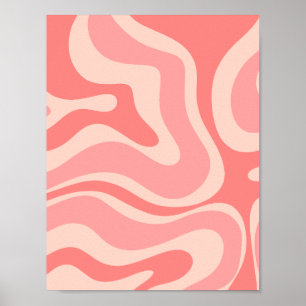 Blush Pink Modern Retro Liquid Swirl Abstract Poster