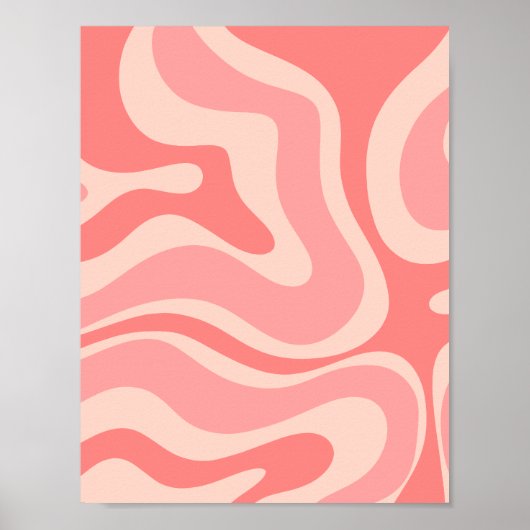 Blush Pink Modern Retro Liquid Swirl Abstract Poster (Voorkant)