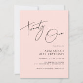 Blush Pink | Modern Script Girly 21st Verjaardag Kaart (Voorkant)