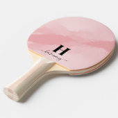 Blush Pink Modern Script Girly Naam Monogram Tafeltennisbatje (Voorkant Gekanteld)
