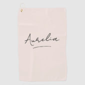 Blush Pink Modern Script Monogram Naam Handtekenin Golfhanddoek (Voorkant)