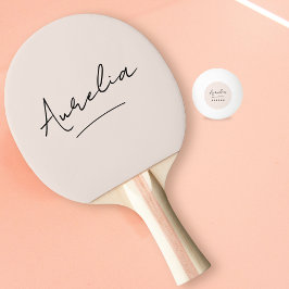 Blush Pink Modern Script Signature Monogram Naam Tafeltennisbatje