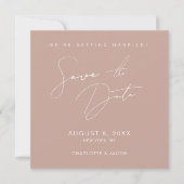 Blush Pink Modern Script Wedding Sla de datum op Kaart (Voorkant)