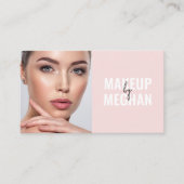 Blush Pink Modern Social Icon QR Code Photo Makeup Visitekaartje (Voorkant)