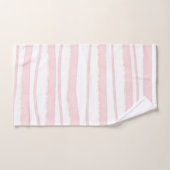 Blush Pink Modern Trendy Striped Patroon Bad Handdoek (Handdoek)