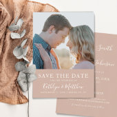 Blush Pink Modern Typografie Eenvoudige foto bruil Save The Date