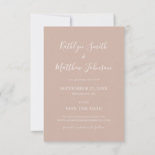 Blush Pink Modern Typografie Eenvoudige foto bruil Save The Date (Achterkant)