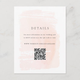 Blush Pink Modern Waterverf Wedding Informatiekaartje