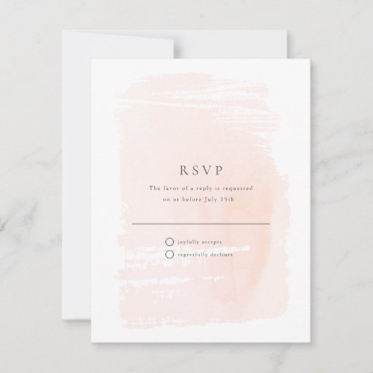 Blush Pink Modern Waterverf Wedding RSVP Kaartje (Voorkant)