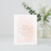 Blush Pink Modern Waterverf Wedding RSVP Kaartje (Staand voorkant)