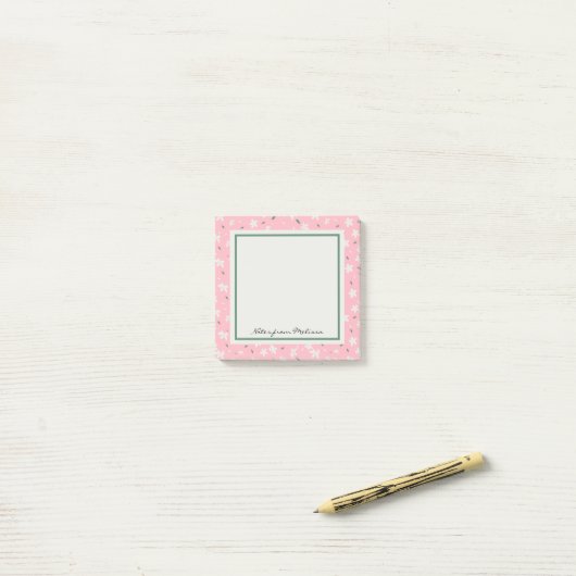 Blush Pink Modern Wildbloemen Post-it® Notes (Op bureau)