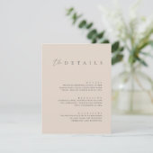 Blush Pink Moderne bruiloft Details Enclosure Card Kaart (Staand voorkant)