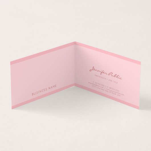 Blush Pink Moderne Eenvoudige Sjabloon Elegant Scr Visitekaartje (Binnen)