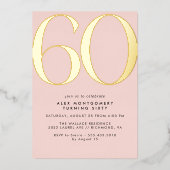 Blush Pink | Moderne Glam Vrouwen 60e Verjaardag Folie Uitnodiging (Voorkant)