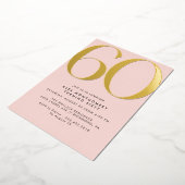 Blush Pink | Moderne Glam Vrouwen 60e Verjaardag Folie Uitnodiging (Gedraaid)