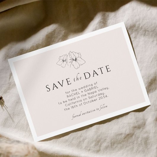 Blush Pink | Moderne Gouden Bloemen Vlak Red de Save The Date