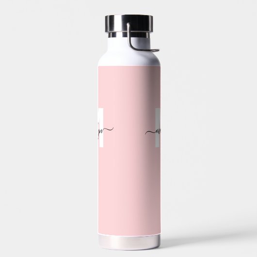 Blush Pink Moderne naam Monogram Waterfles (Links)