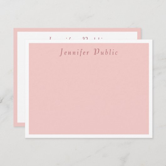 Blush Pink Moderne Sjabloon Elegant Calligrafie (Voorkant / Achterkant)