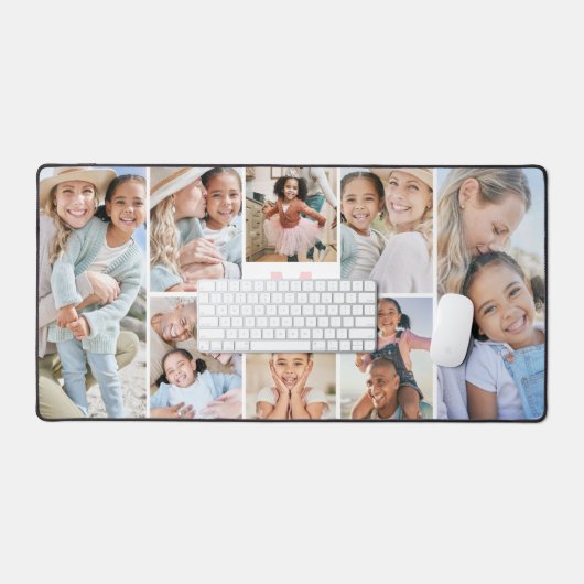 Blush Pink Monogram 8 Fotocollage Bureaumat (Keyboard & Muis)