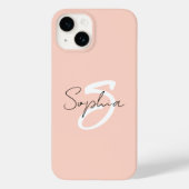 Blush Pink Monogram Aangepaste naam Case-Mate iPhone Case (Achterkant)