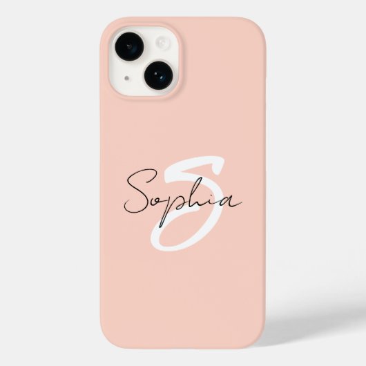 Blush Pink Monogram Aangepaste naam Case-Mate iPhone Case (Achterkant)