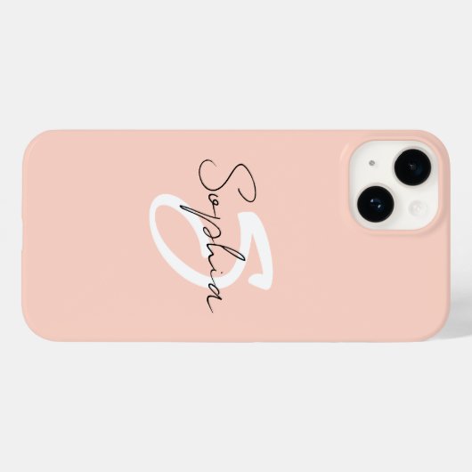 Blush Pink Monogram Aangepaste naam Case-Mate iPhone Case (Achterkant (horizontaal))