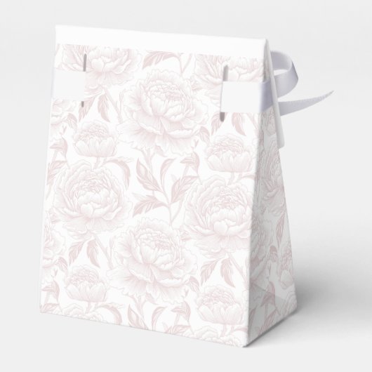 Blush pink Monogram Crest Chinoiserie Peonies Bedankdoosjes (Achterkant)