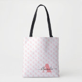 Blush Pink Monogram Designer Geometrisch Script Tote Bag (Voorkant)