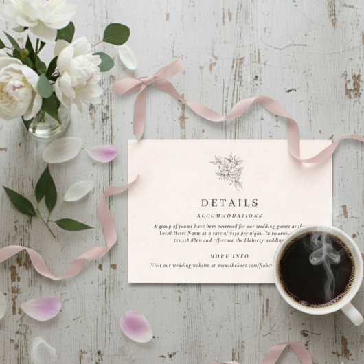 Blush Pink Monogram Details Enclosure Card Informatiekaartje