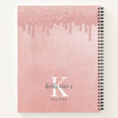 Blush Pink Monogram Dripping Glitter Recepten Notitieboek (Achterkant)
