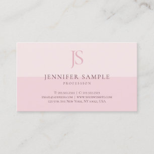 Blush Pink Monogram Elegant Eenvoudige Sjabloon Visitekaartje