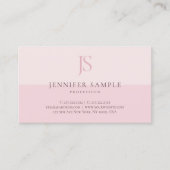 Blush Pink Monogram Elegant Eenvoudige Sjabloon Visitekaartje (Voorkant)