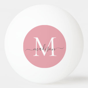Blush Pink Monogram Elegant Girly Grey Script Pingpongbal