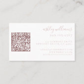 Blush Pink Monogram Floral Crest QR-code Visitekaartje (Achterkant)