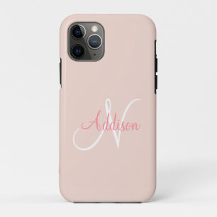 Blush Pink Monogram Gepersonaliseerd Elegant Case-Mate iPhone Case
