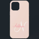 Blush Pink Monogram Gepersonaliseerd Elegant Case-Mate iPhone Case<br><div class="desc">en pastelroze zwart monogram IPhone 12 Pro Max hoesje. Een zachte en kalmerende kleur. Voor de klassieke en stijlvolle vrouw.</div>
