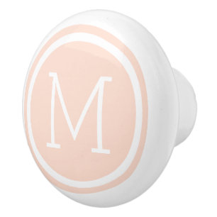 Blush Pink Monogram gepersonaliseerde ladeknop Keramische Knop